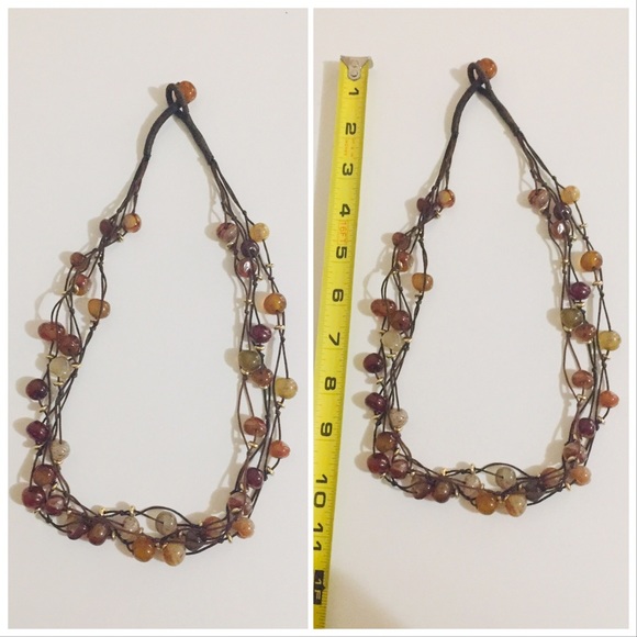 Vintage 70s Earthy Boho Triple Layer Statement Necklace - Picture 3 of 3
